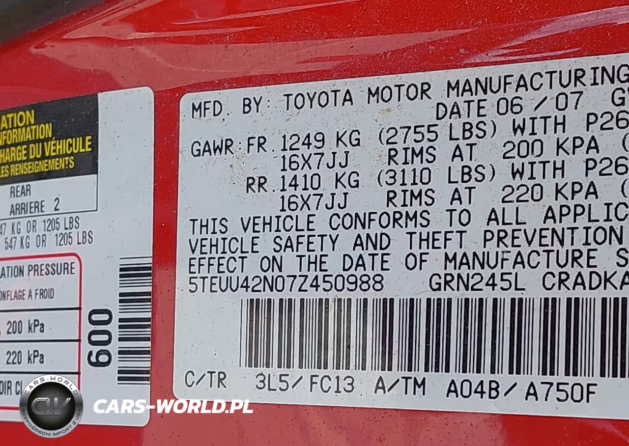 2007 Toyota Tacoma Base V6 VIN:5TEUU42N07Z450988 - 9