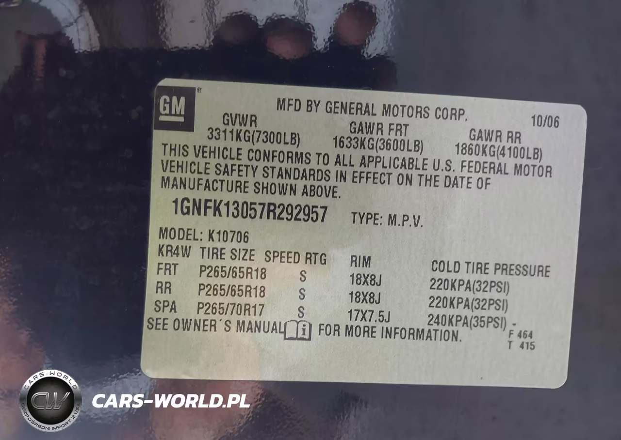2007 Chevrolet Tahoe Lt VIN:1GNFK13057R292957 - 9