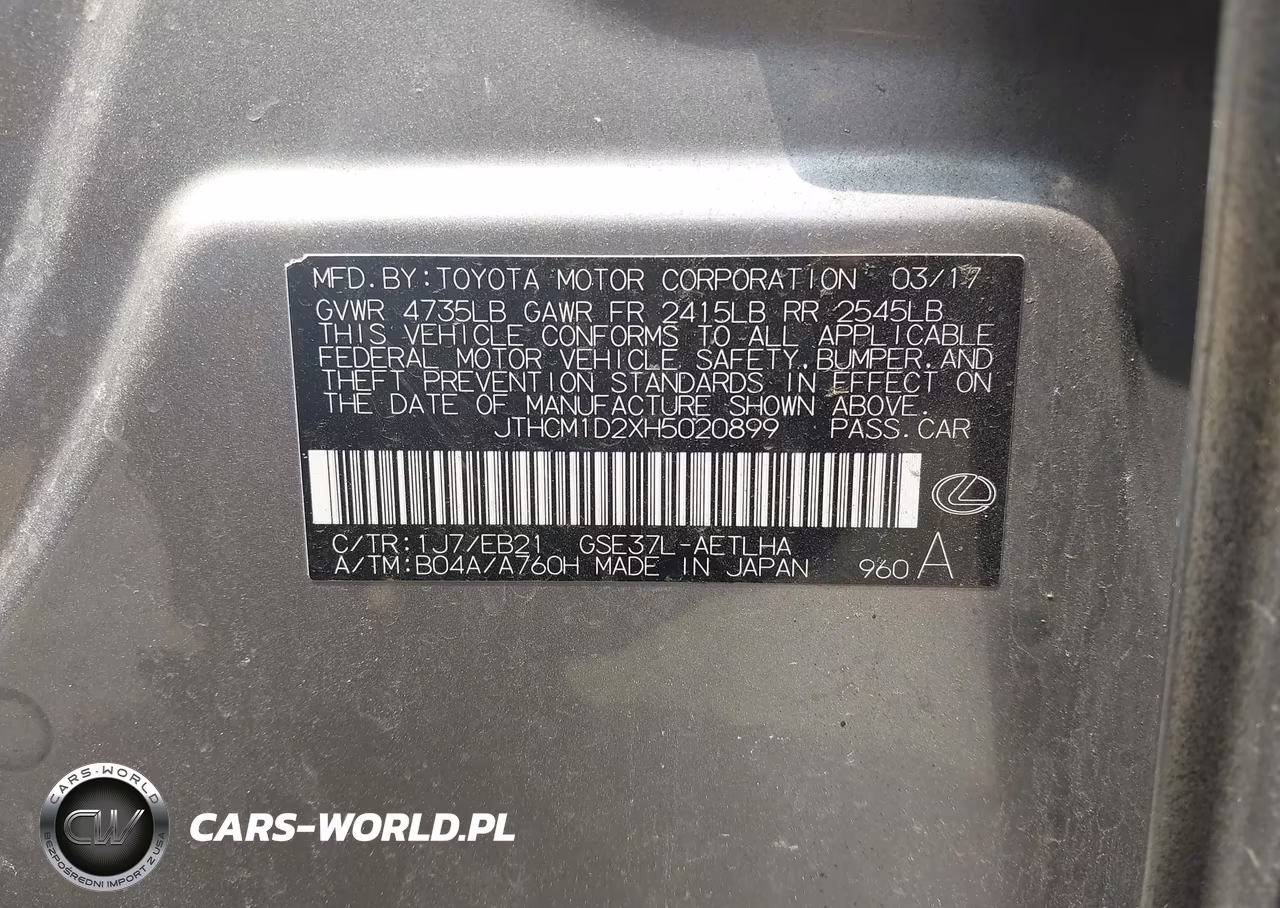 2017 Lexus Is 300 VIN:JTHCM1D2XH5020899 - 9