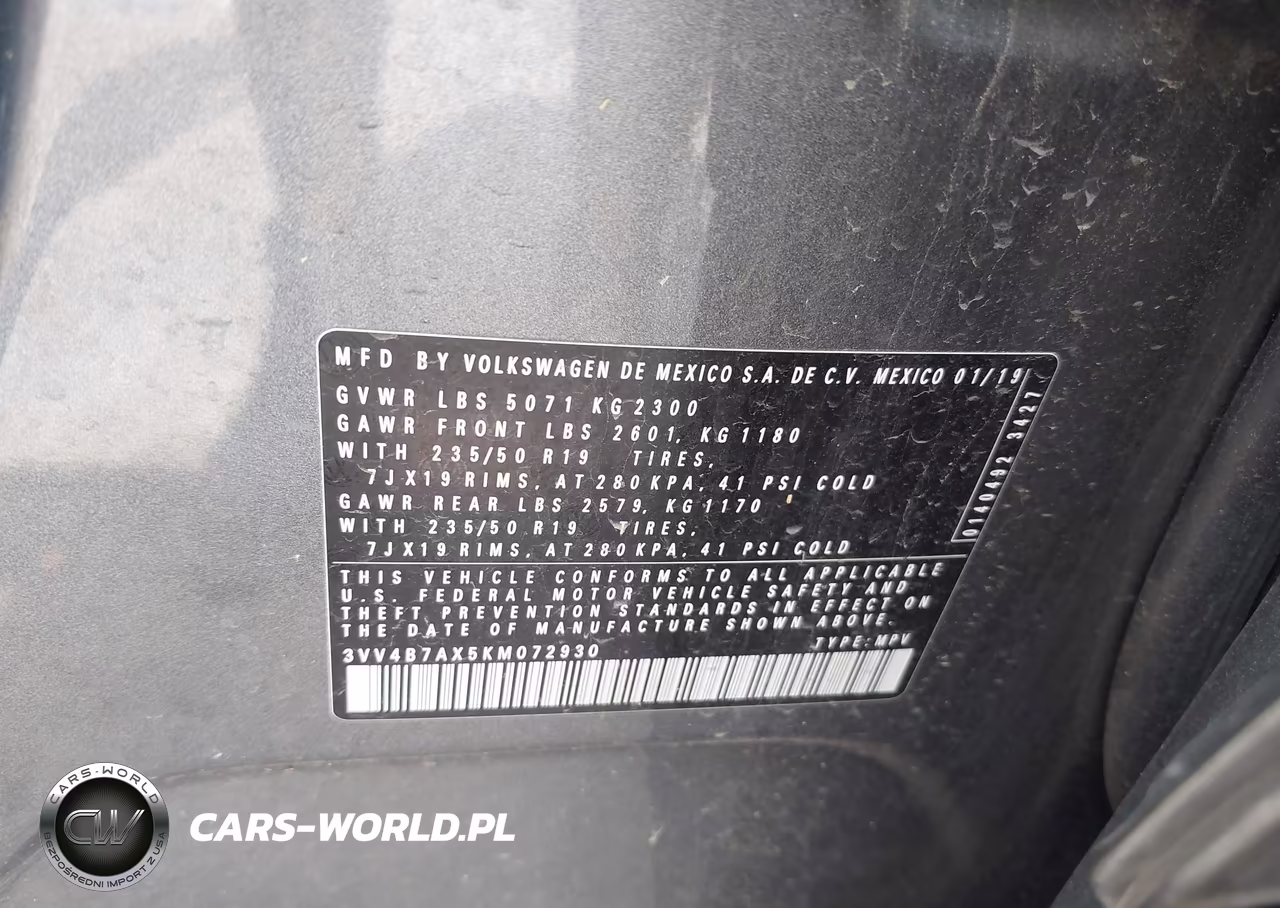 2019 Volkswagen Tiguan 2.0T Sel Premium-2.0T Sel Premium R-Line VIN:3VV4B7AX5KM072930 - 9