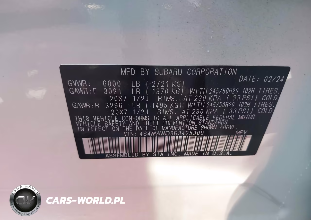 2024 Subaru Ascent Touring 7-Passenger VIN:4S4WMAWD8R3425309 - 9