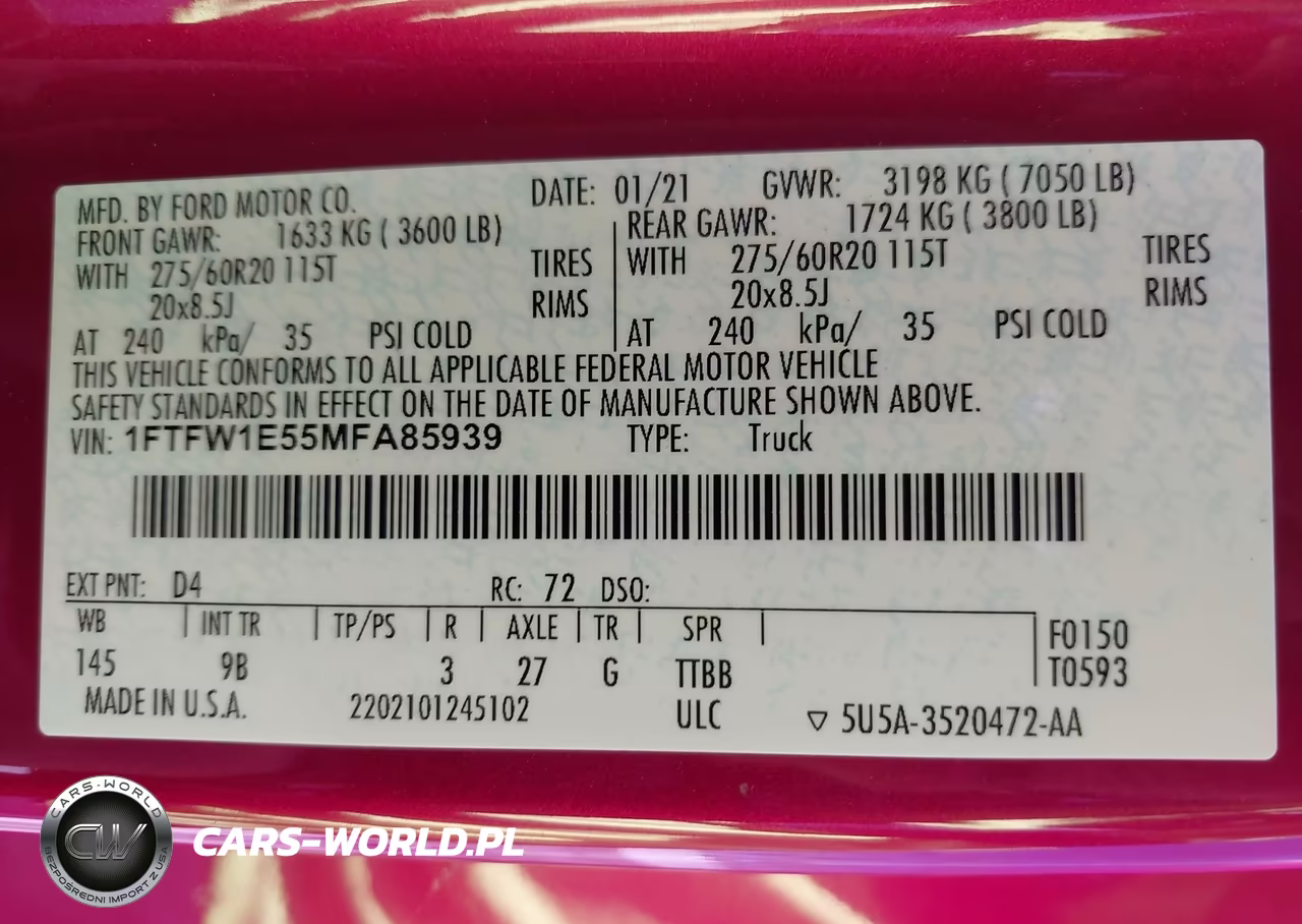2021 Ford F-150 Platinum VIN:1FTFW1E55MFA85939 - 9