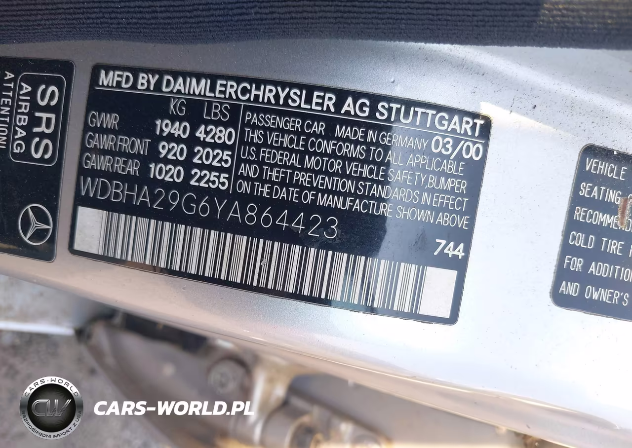 2000 Mercedes-Benz C 280 VIN:WDBHA29G6YA864423 - 9