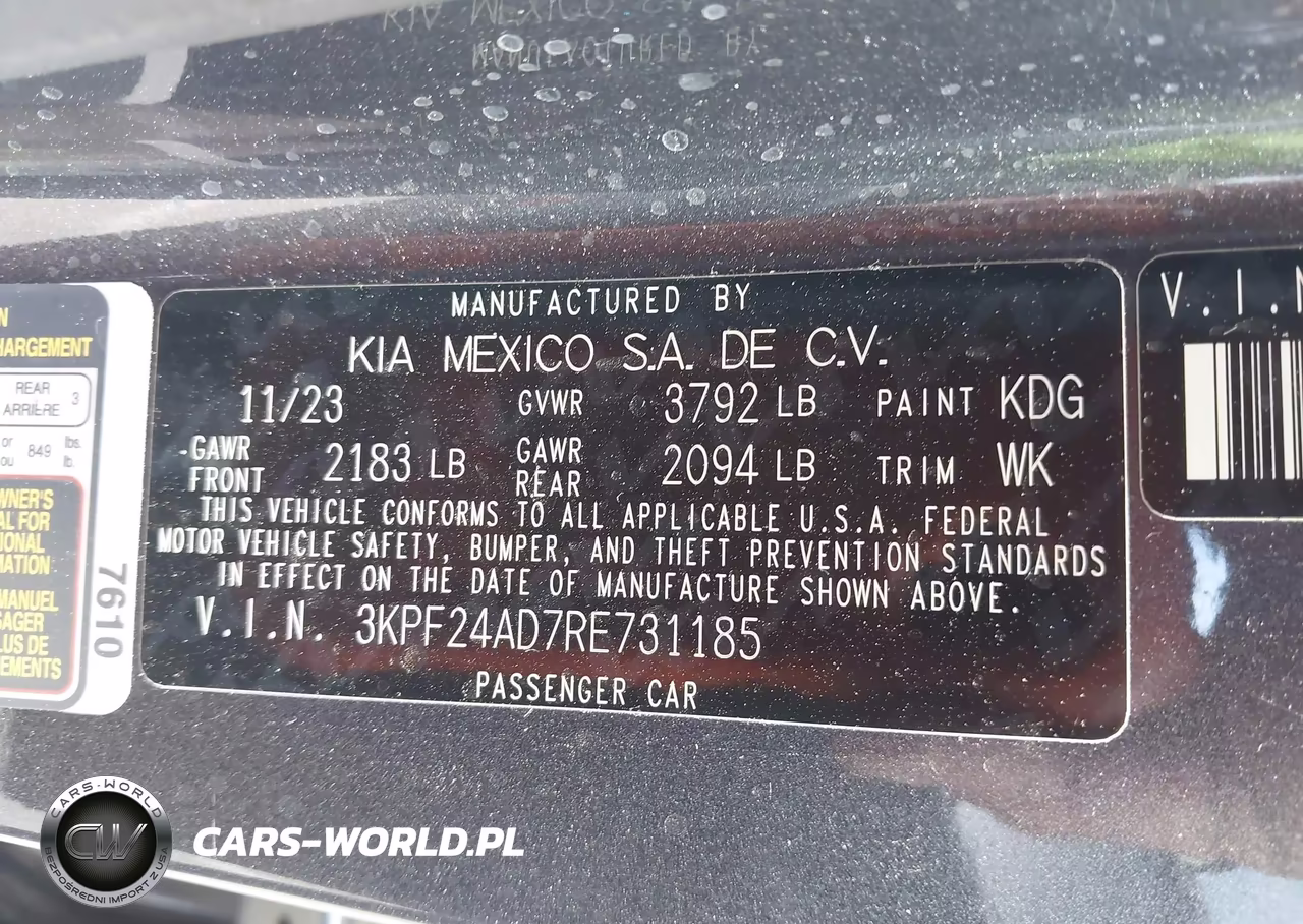 2024 Kia Forte Lxs VIN:3KPF24AD7RE731185 - 9