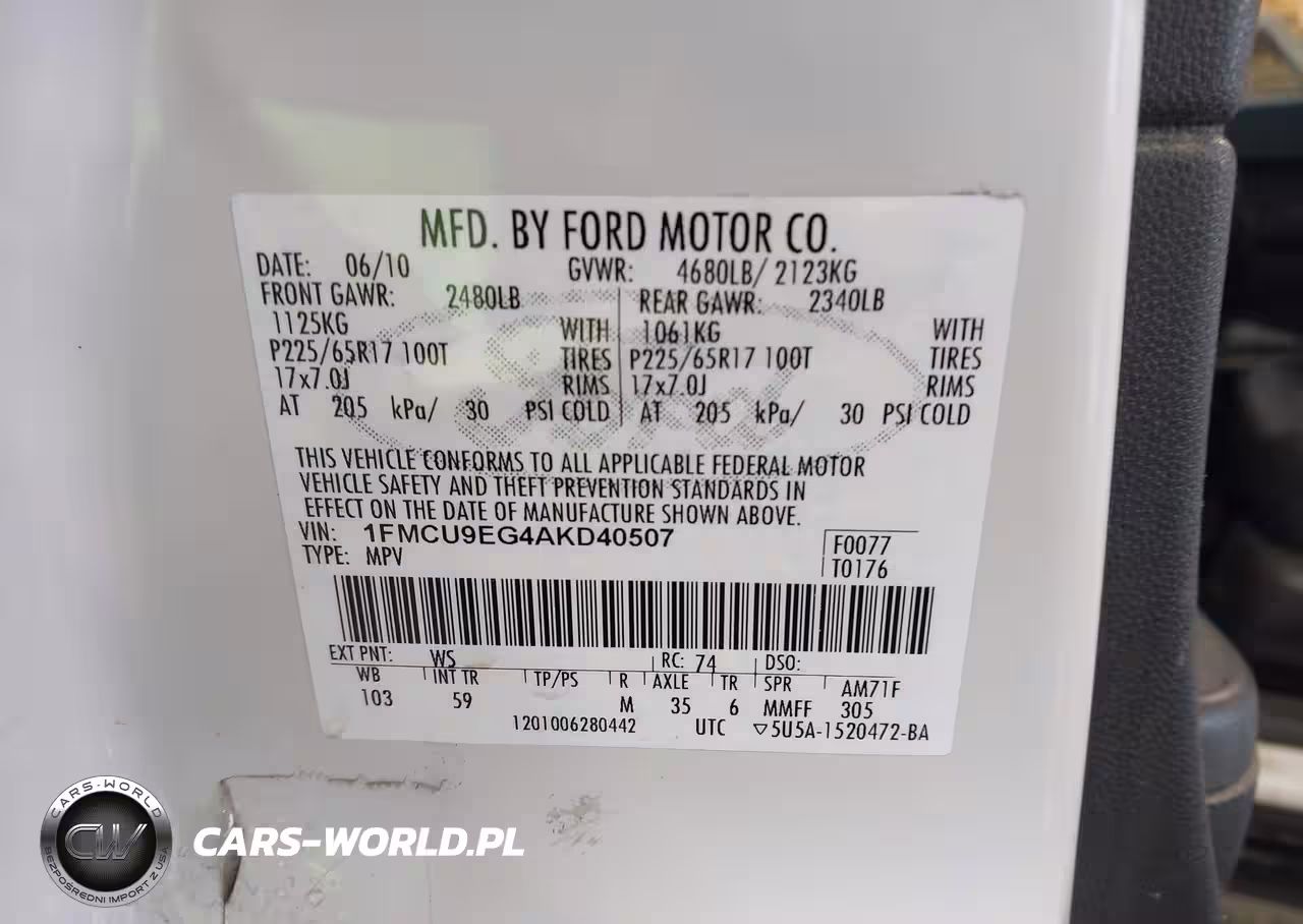 2010 Ford Escape Limited VIN:1FMCU9EG4AKD40507 - 9