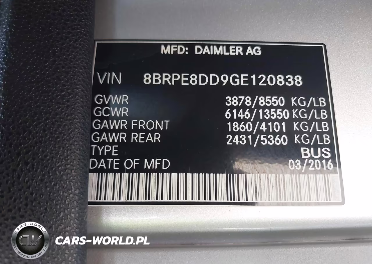 2016 Mercedes-Benz Sprinter 2500 High Roof VIN:8BRPE8DD9GE120838 - 9