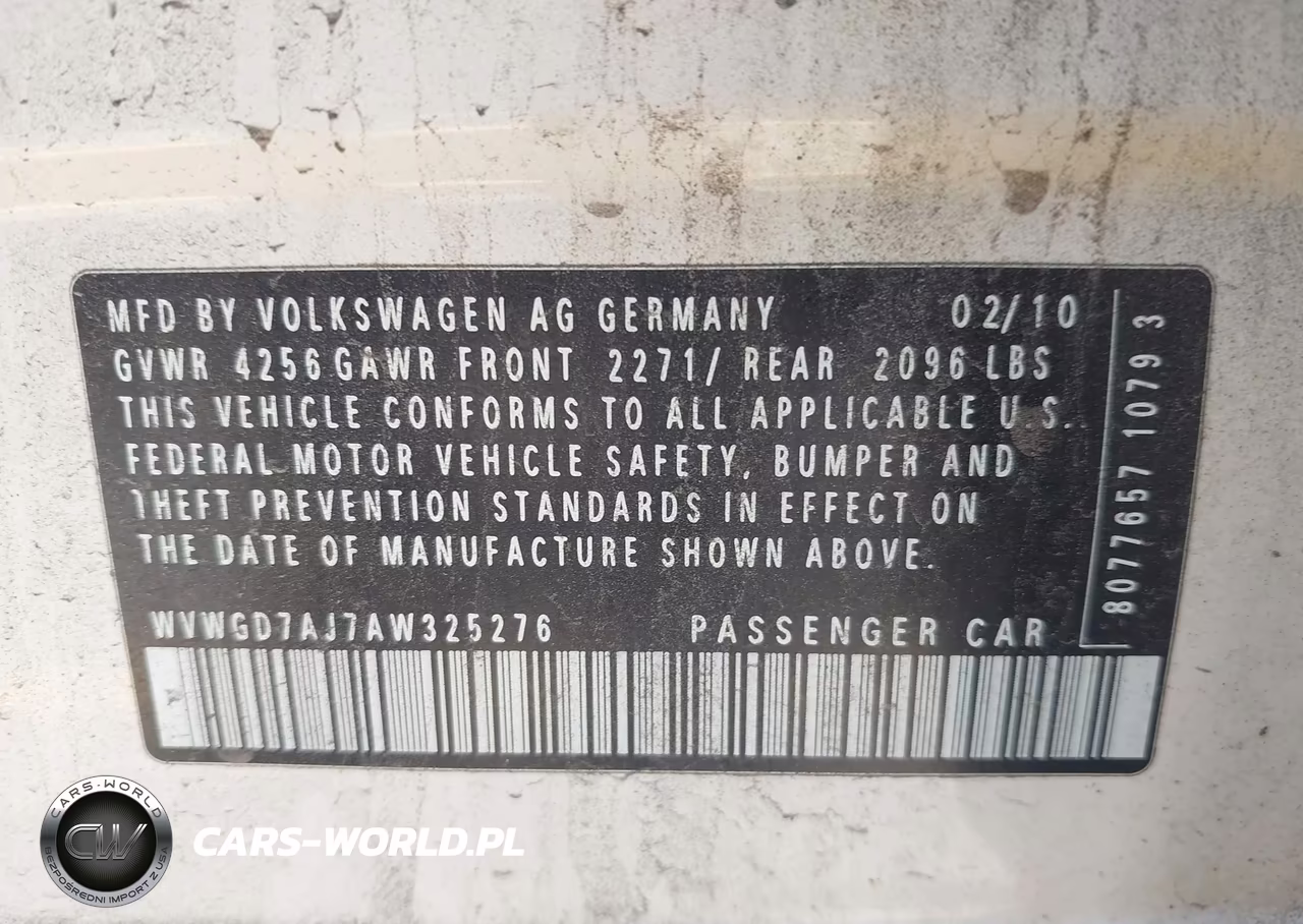 2010 Volkswagen Gti 4-Door VIN:WVWGD7AJ7AW325276 - 9