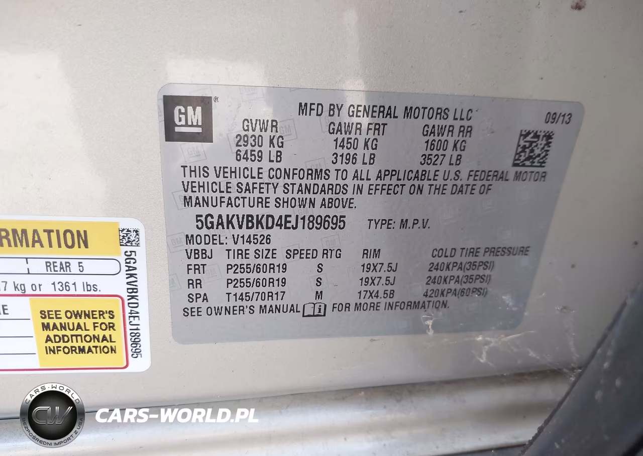 2014 Buick Enclave Leather VIN:5GAKVBKD4EJ189695 - 9