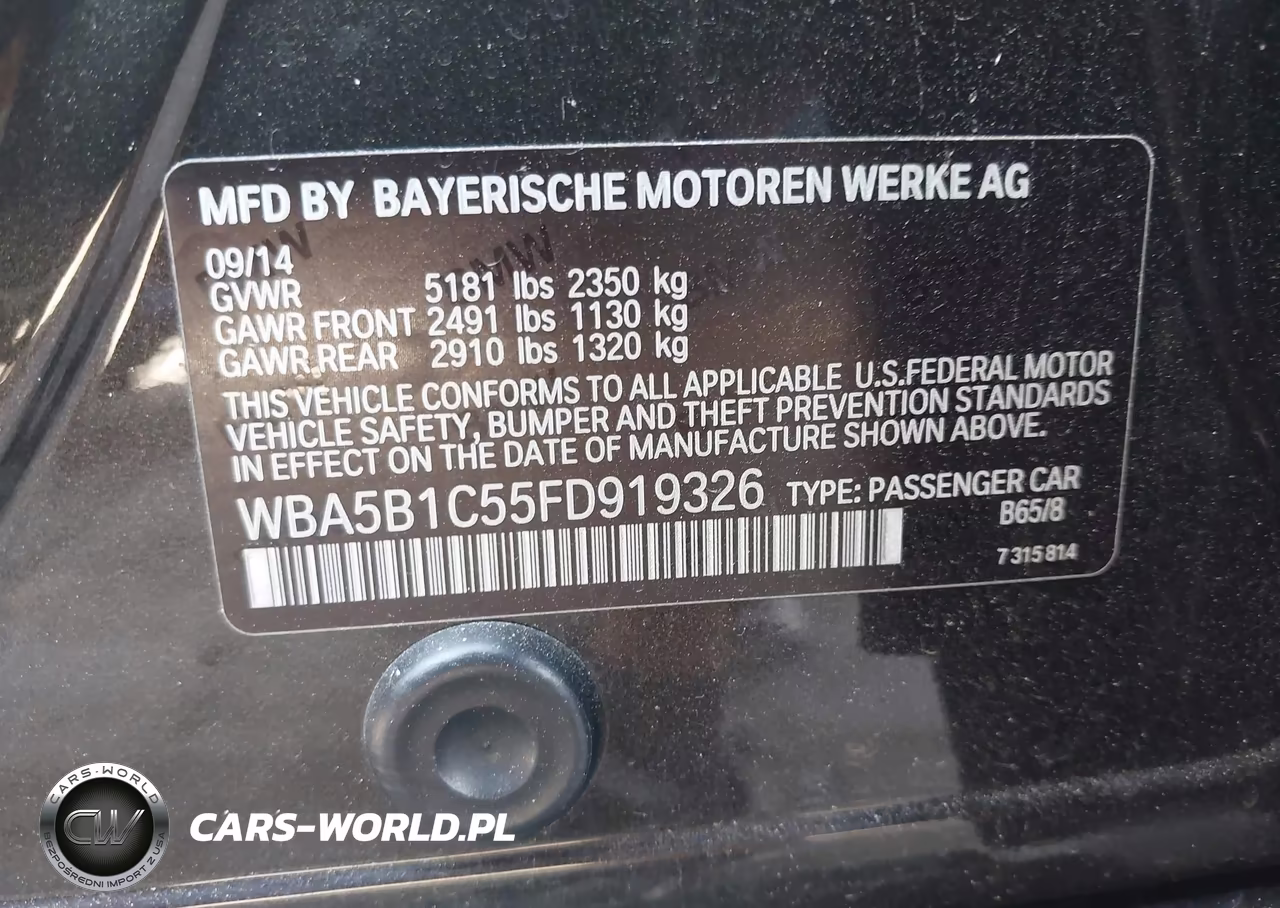 2015 BMW 535I VIN:WBA5B1C55FD919326 - 9