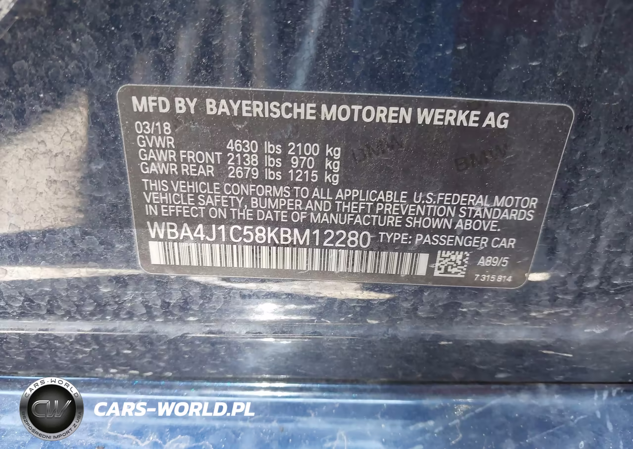 2019 BMW 430I Gran Coupe VIN:WBA4J1C58KBM12280 - 9