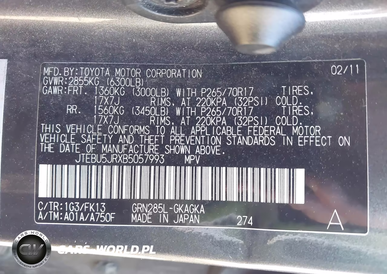 2011 Toyota 4Runner Sr5 V6 VIN:JTEBU5JRXB5057993 - 9