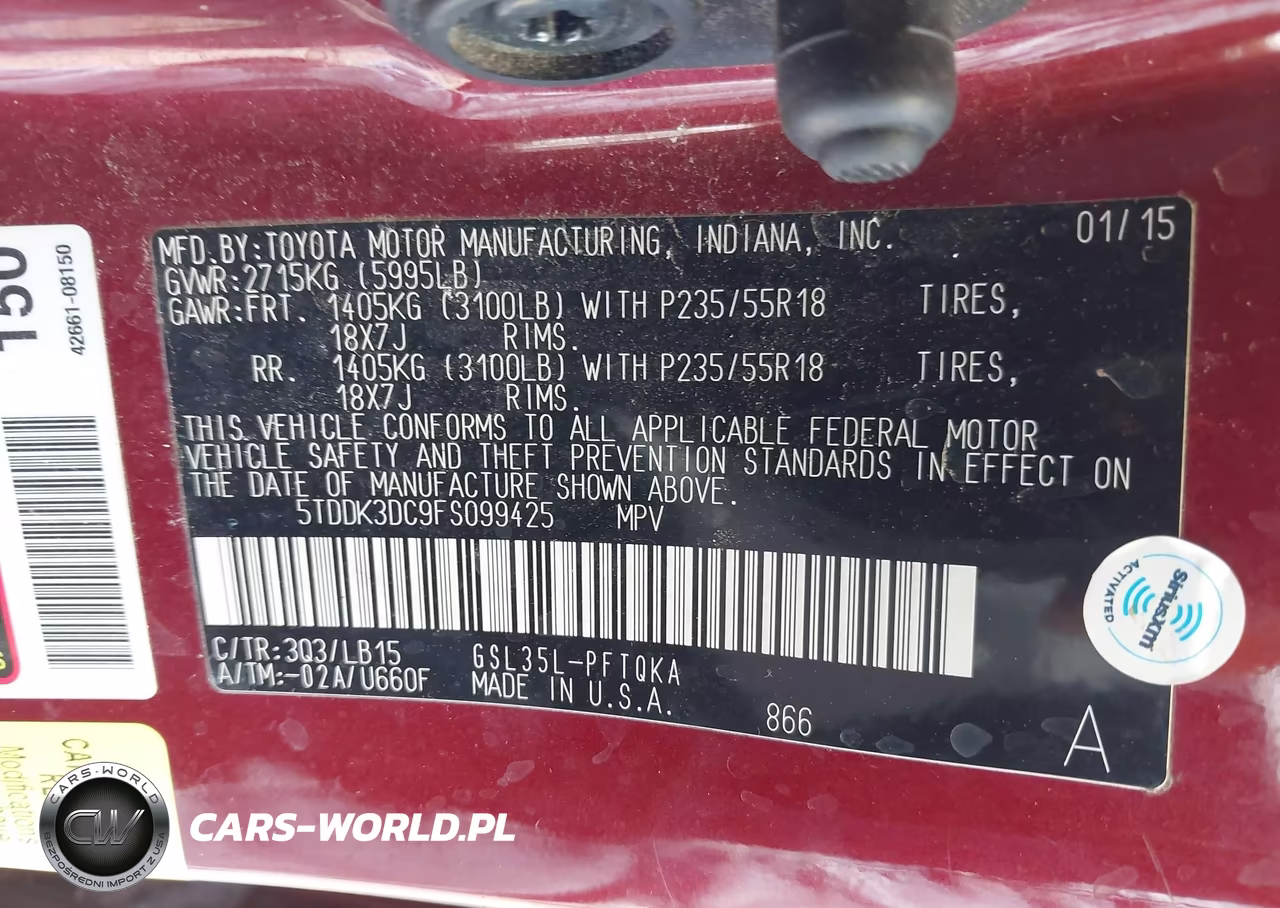 2015 Toyota Sienna Limited Premium 7 Passenger VIN:5TDDK3DC9FS099425 - 9