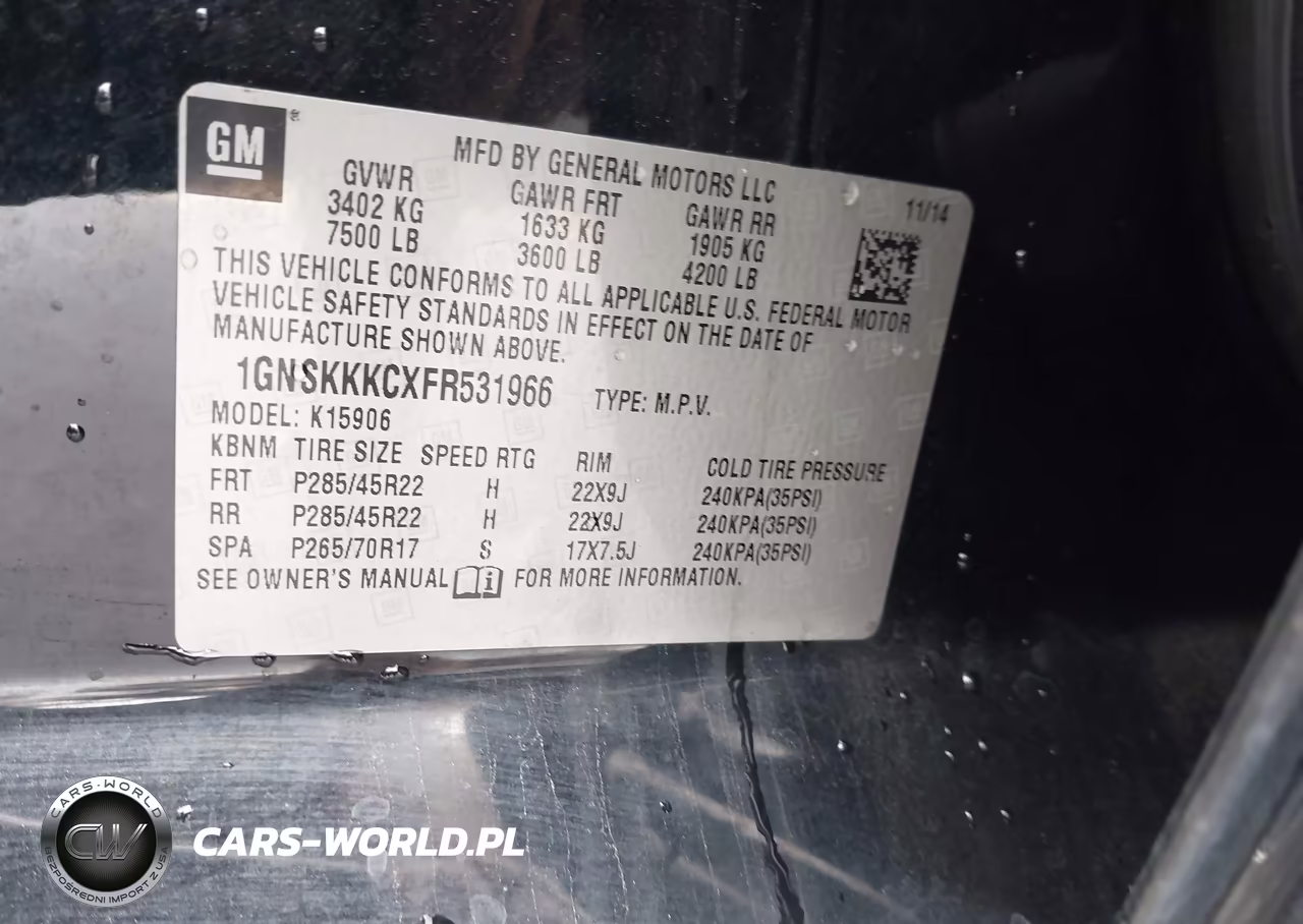 2015 Chevrolet Suburban 1500 Ltz VIN:1GNSKKKCXFR531966 - 9
