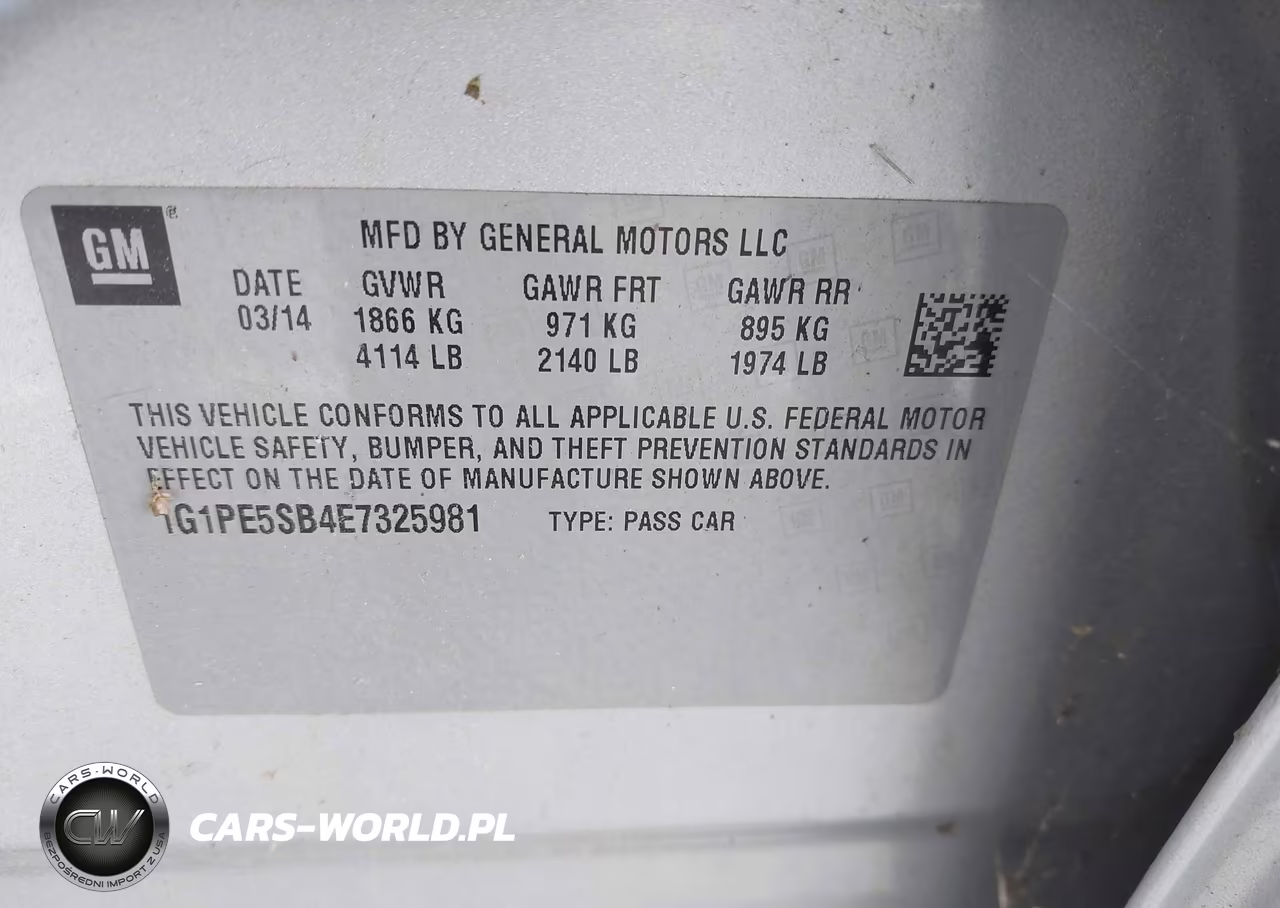 2014 Chevrolet Cruze 2Lt Auto VIN:1G1PE5SB4E7325981 - 9