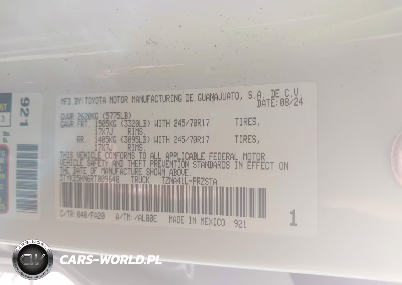 2024 Toyota Tacoma Sr 2Wd VIN:3TYKD5HN6RT009648 - 9