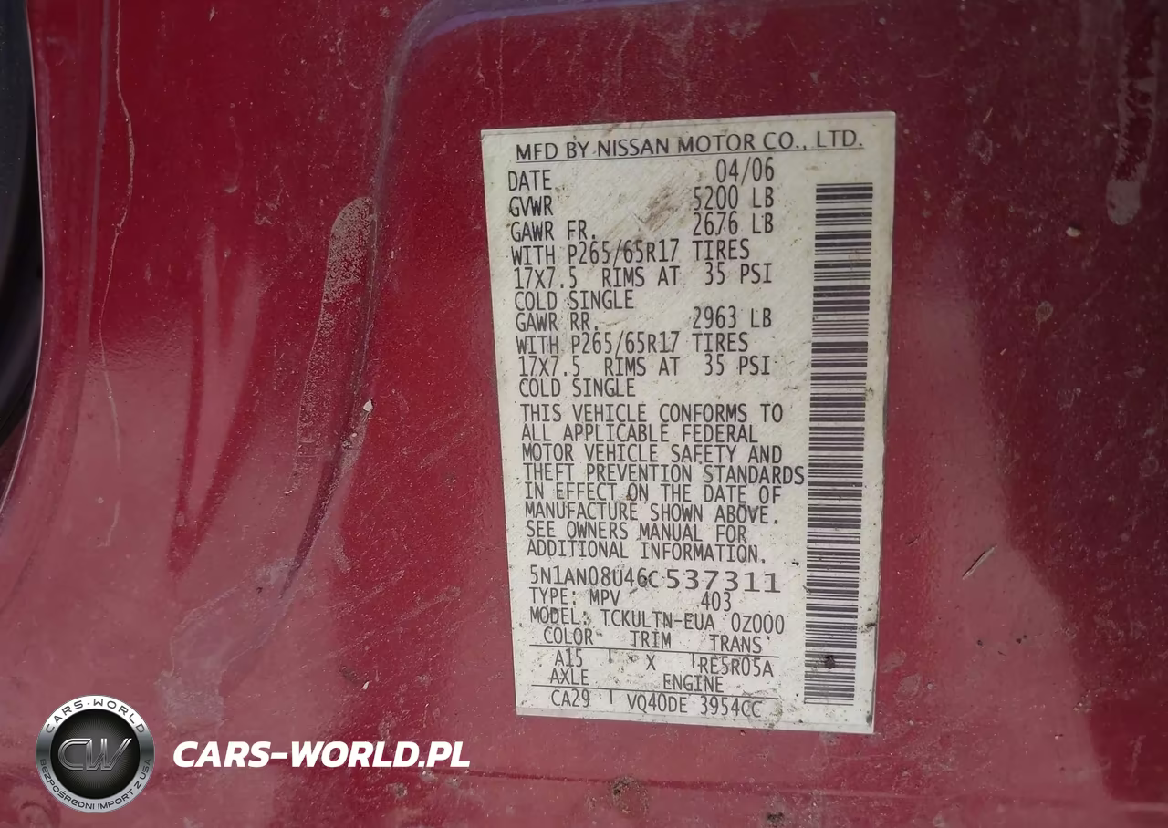 2006 Nissan Xterra Se VIN:5N1AN08U46C537311 - 9