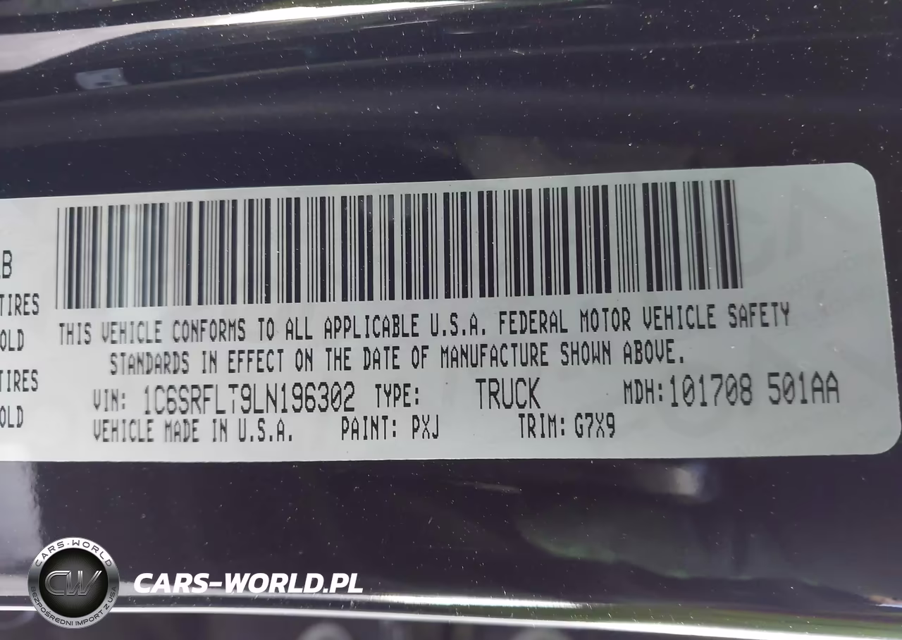 2020 Ram 1500 VIN:1C6SRFLT9LN196302 - 9