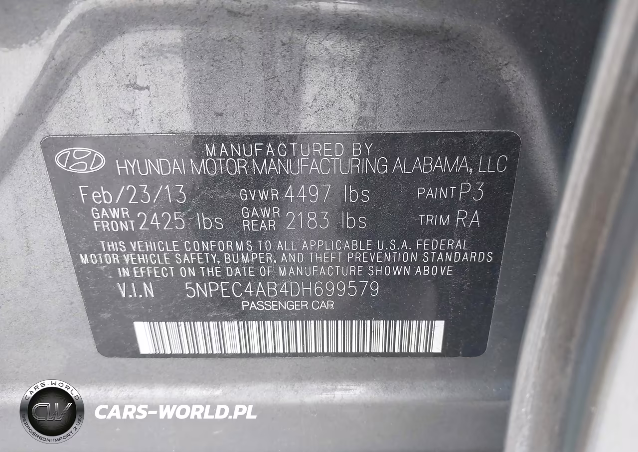 2013 Hyundai Sonata Limited 2.0T VIN:5NPEC4AB4DH699579 - 9