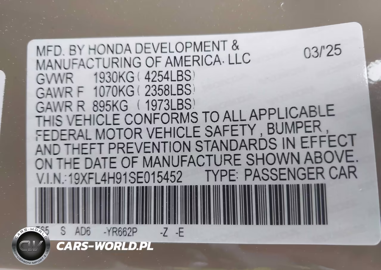 2025 Honda Civic Hybrid Sport Touring VIN:19XFL4H91SE015452 - 9