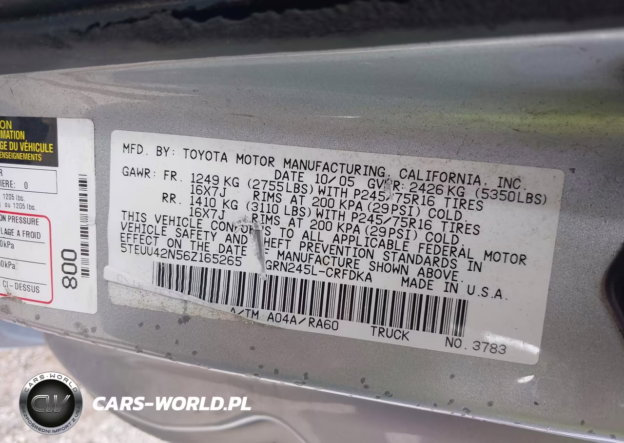 2006 Toyota Tacoma Base V6 VIN:5TEUU42N56Z165265 - 9