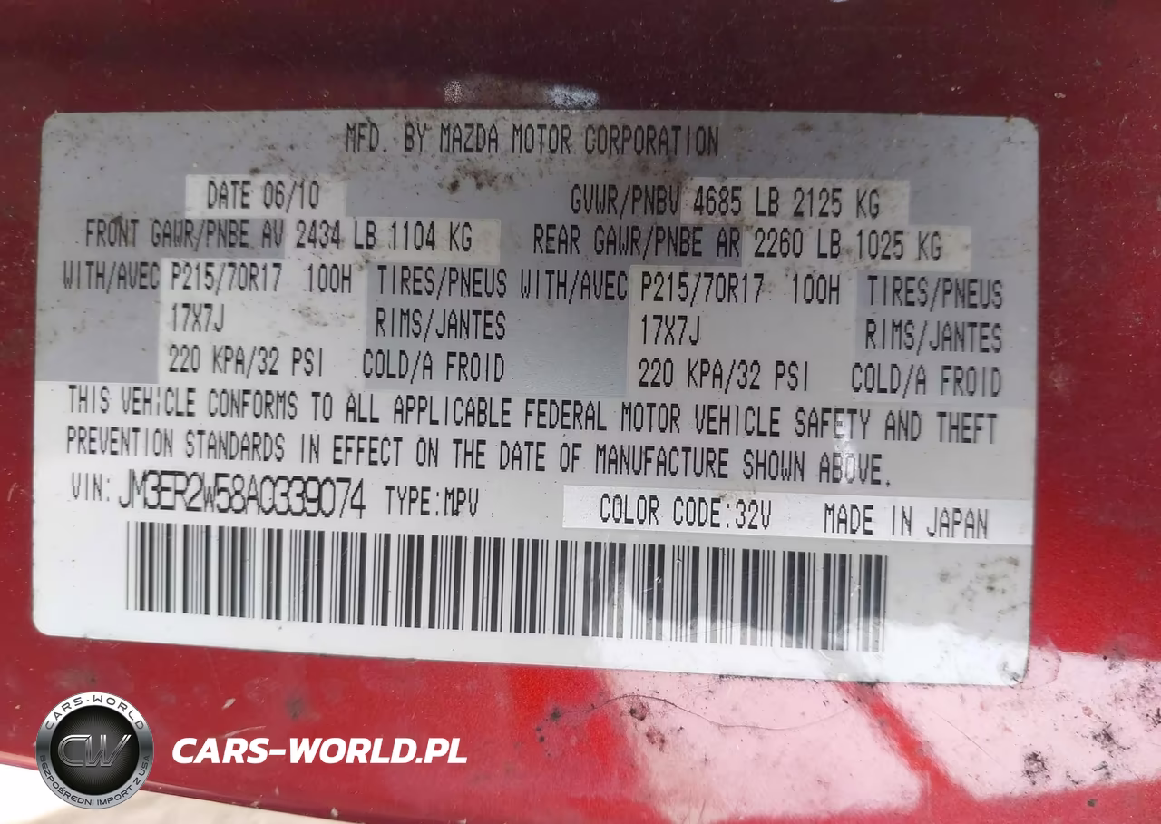 2010 Mazda Cx-7 I Sport VIN:JM3ER2W58A0339074 - 9