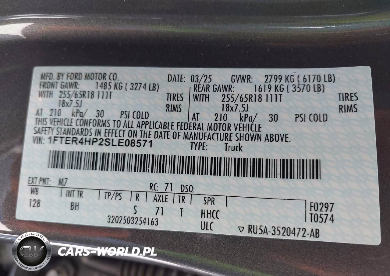 2025 Ford Ranger Xlt VIN:1FTER4HP2SLE08571 - 9
