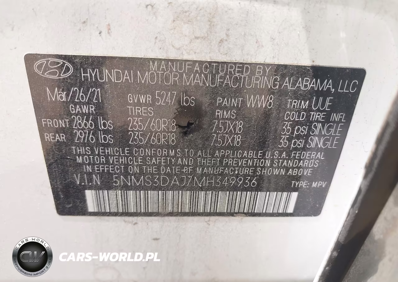 2021 Hyundai Santa Fe Sel VIN:5NMS3DAJ7MH349936 - 9