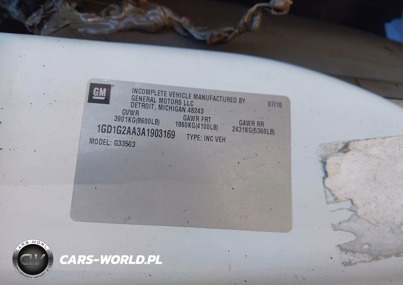 2010 GMC Savana Cutaway Work Van VIN:1GD1G2AA3A1903169 - 9