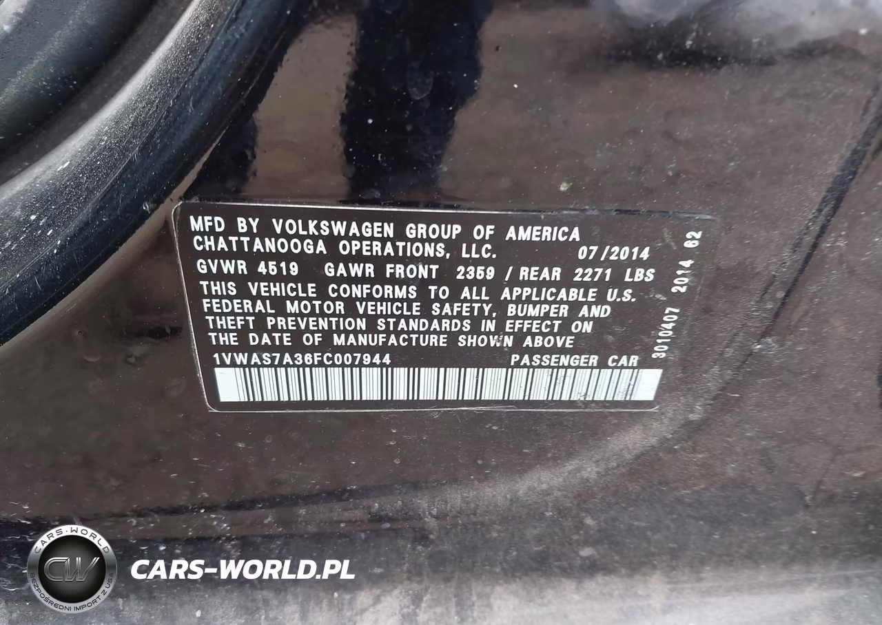 2015 Volkswagen Passat 1.8T S VIN:1VWAS7A36FC007944 - 9