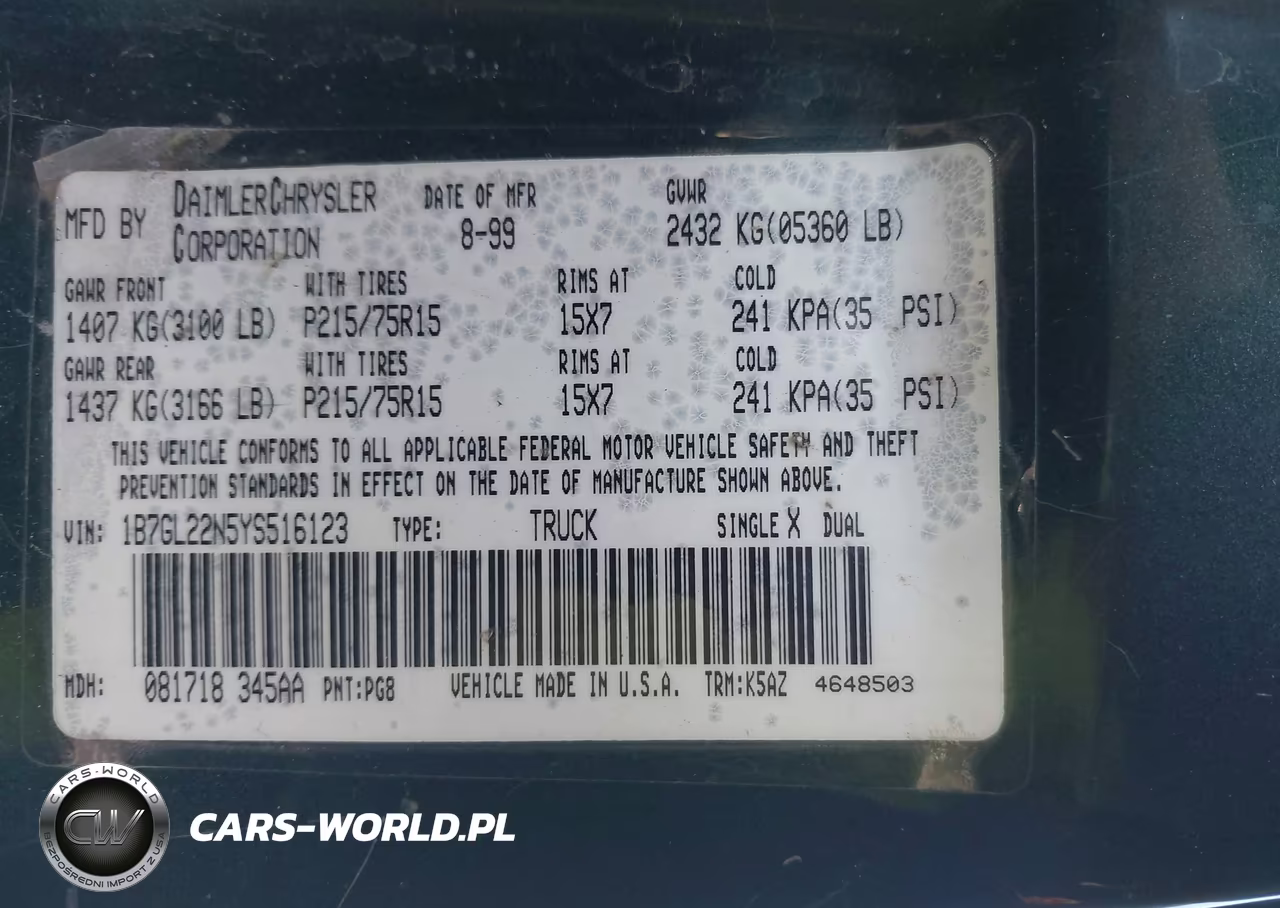 2000 Dodge Dakota Slt-Sport VIN:1B7GL22N5YS516123 - 9