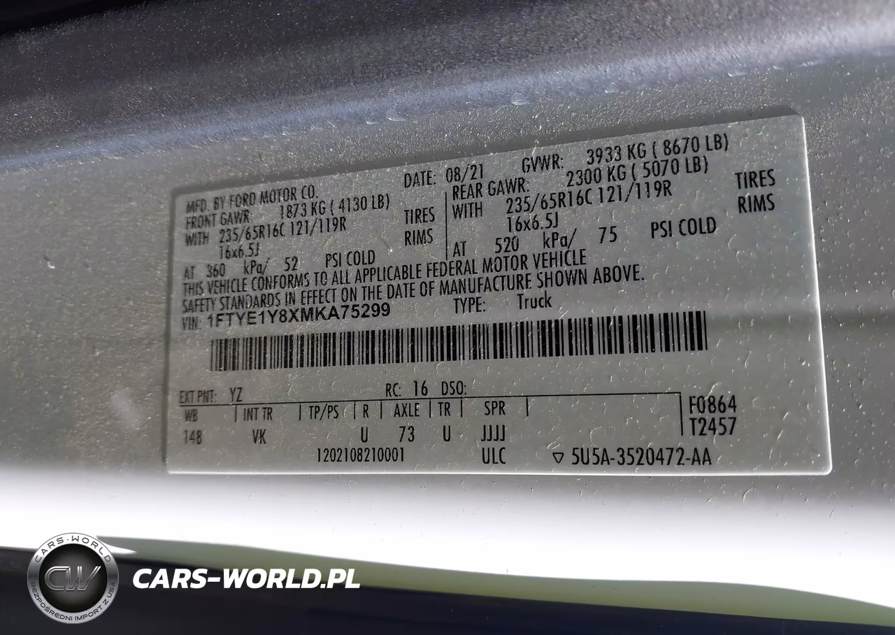 2021 Ford Transit-150 VIN:1FTYE1Y8XMKA75299 - 9