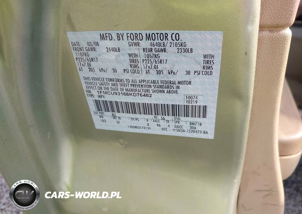2008 Ford Escape Xlt VIN:1FMCU93168KD76482 - 9