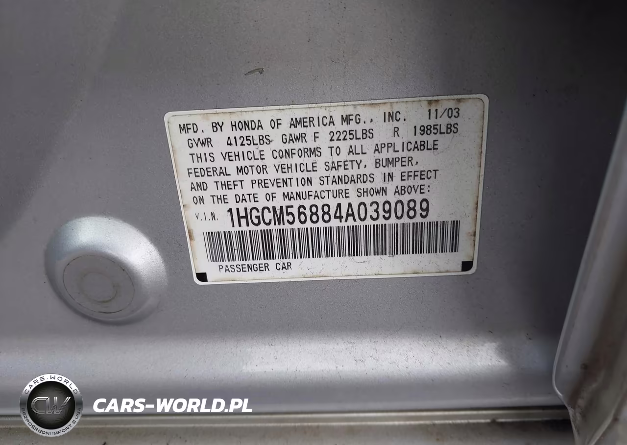 2004 Honda Accord 2.4 Ex VIN:1HGCM56884A039089 - 9