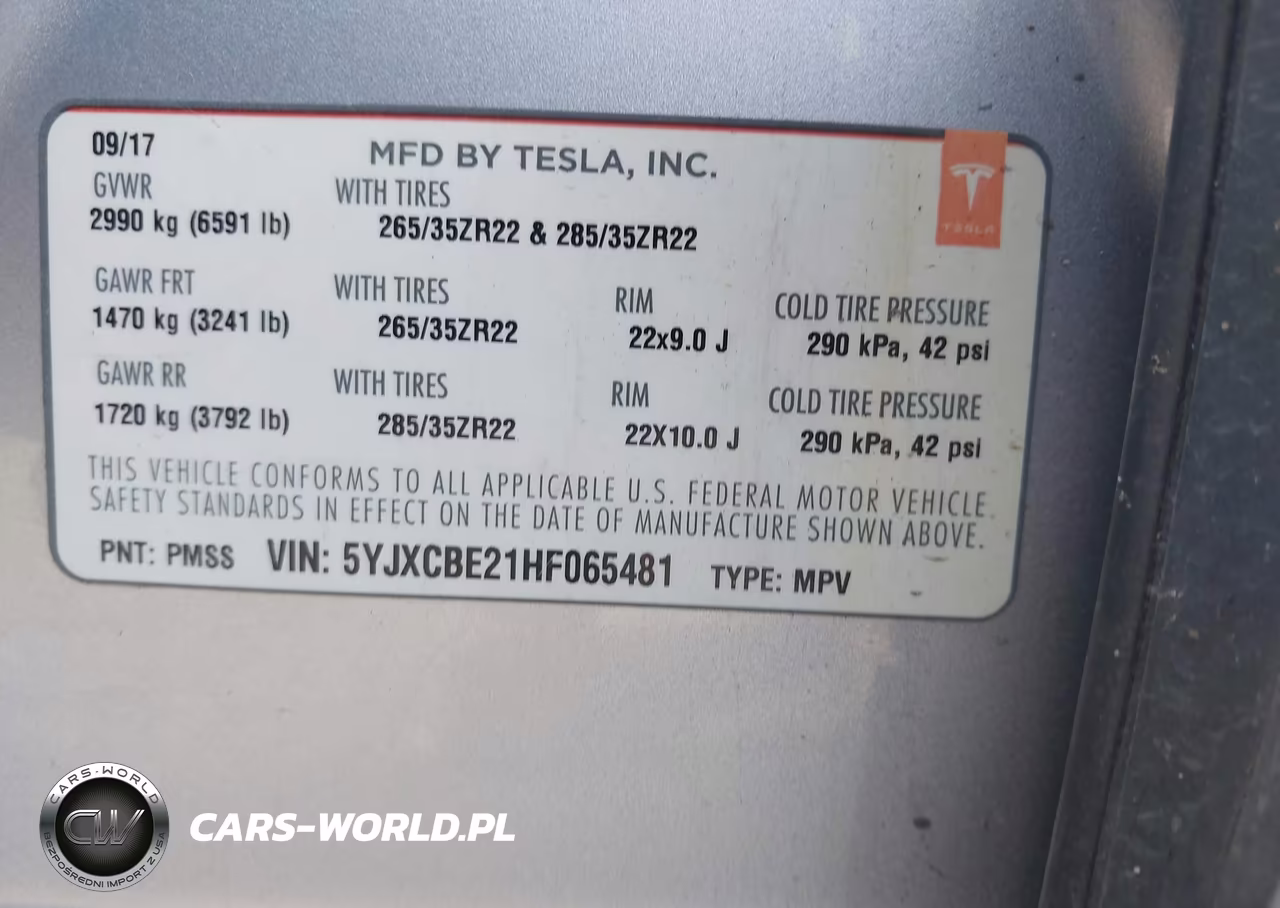 2017 Tesla Model X 100D-75D-90D VIN:5YJXCBE21HF065481 - 9