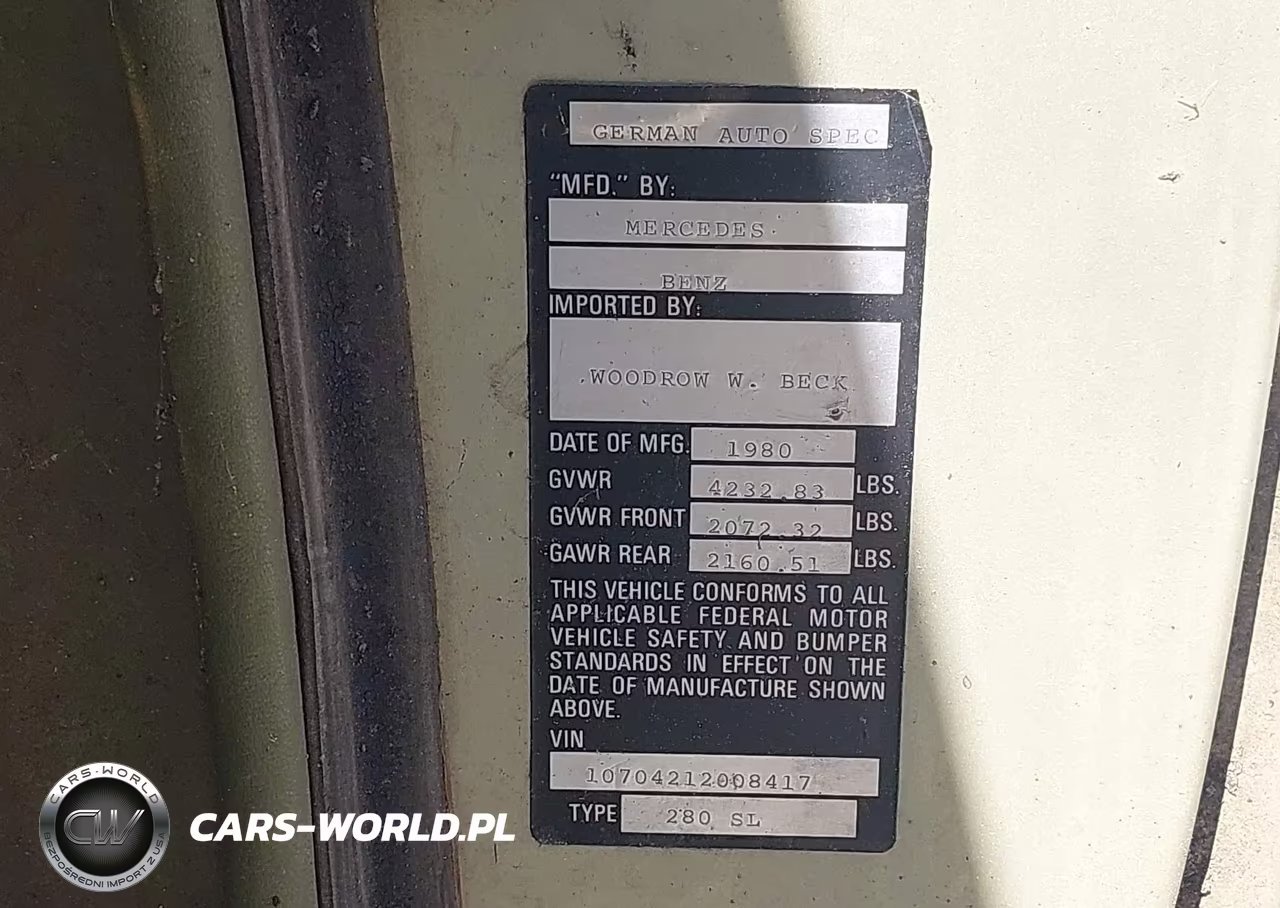 1980 Mercedes-Benz 280 Series VIN:WDB10704212008417 - 9