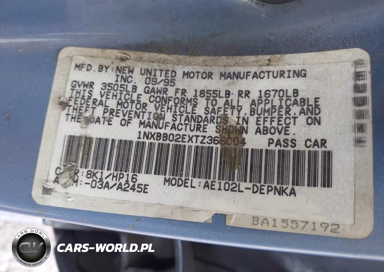 1996 Toyota Corolla Dx VIN:1NXBB02EXTZ366004 - 9