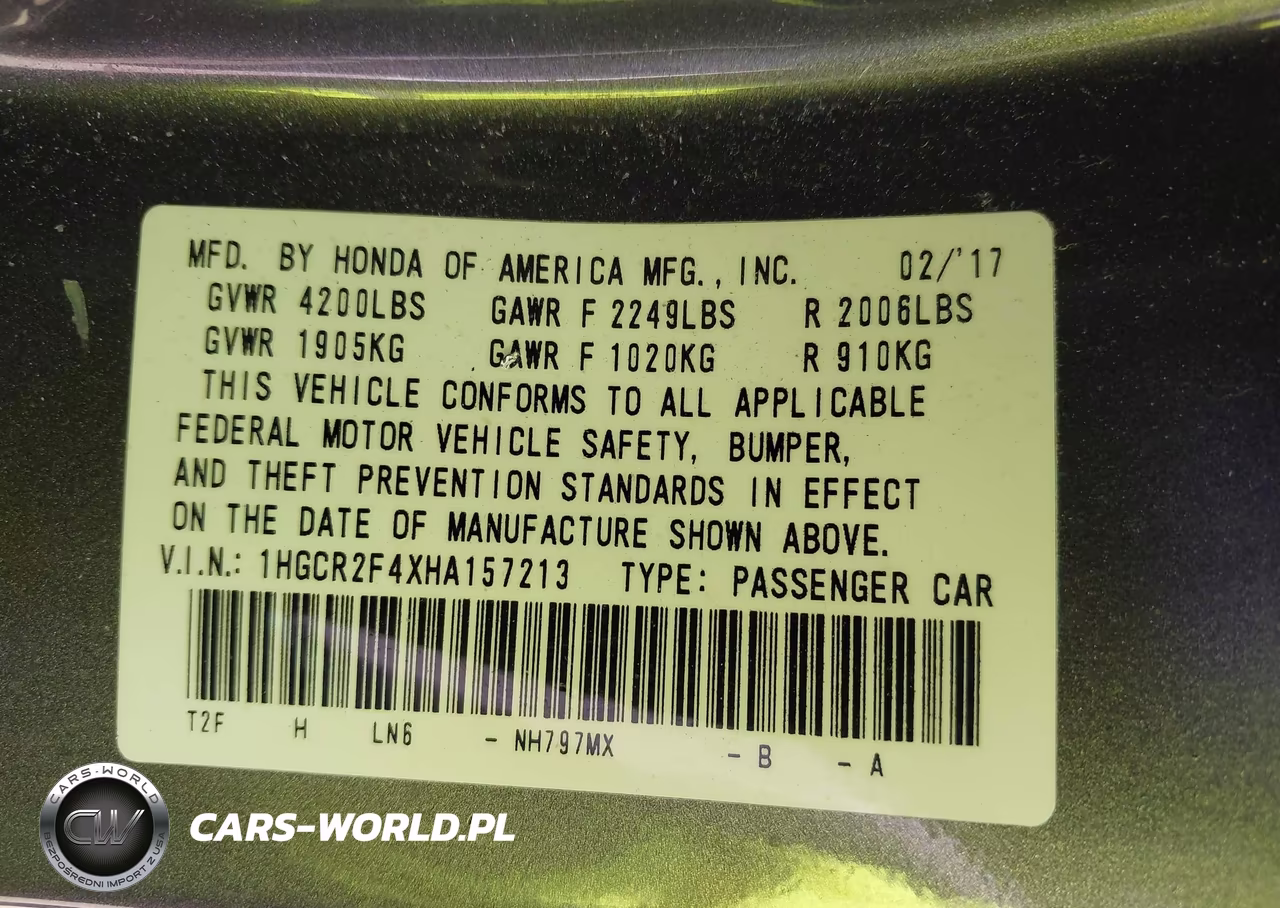 2017 Honda Accord Lx VIN:1HGCR2F4XHA157213 - 9