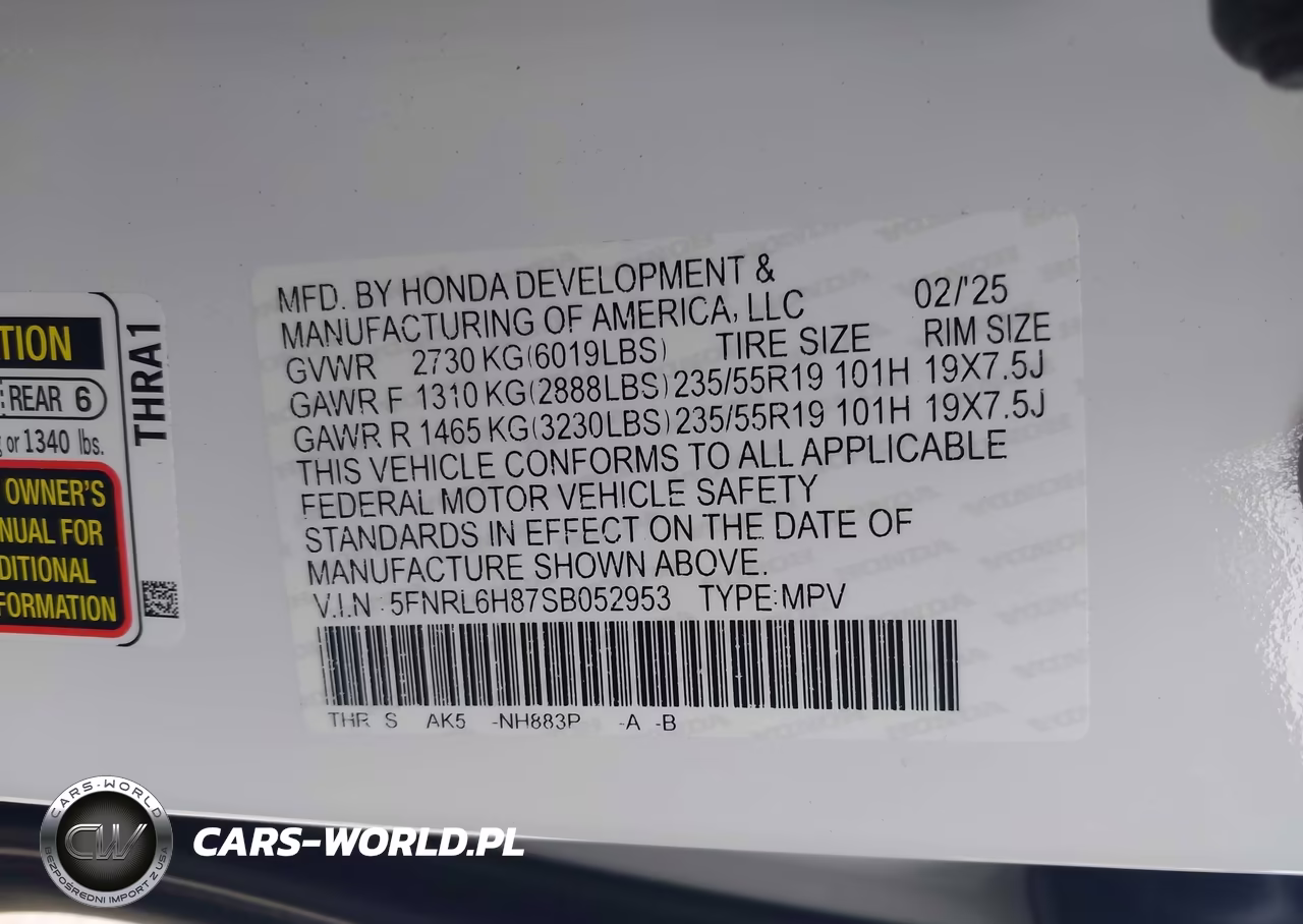 2025 Honda Odyssey Touring VIN:5FNRL6H87SB052953 - 9