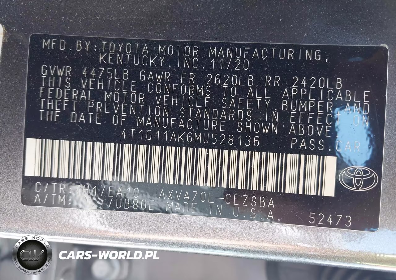 2021 Toyota Camry Se VIN:4T1G11AK6MU528136 - 9
