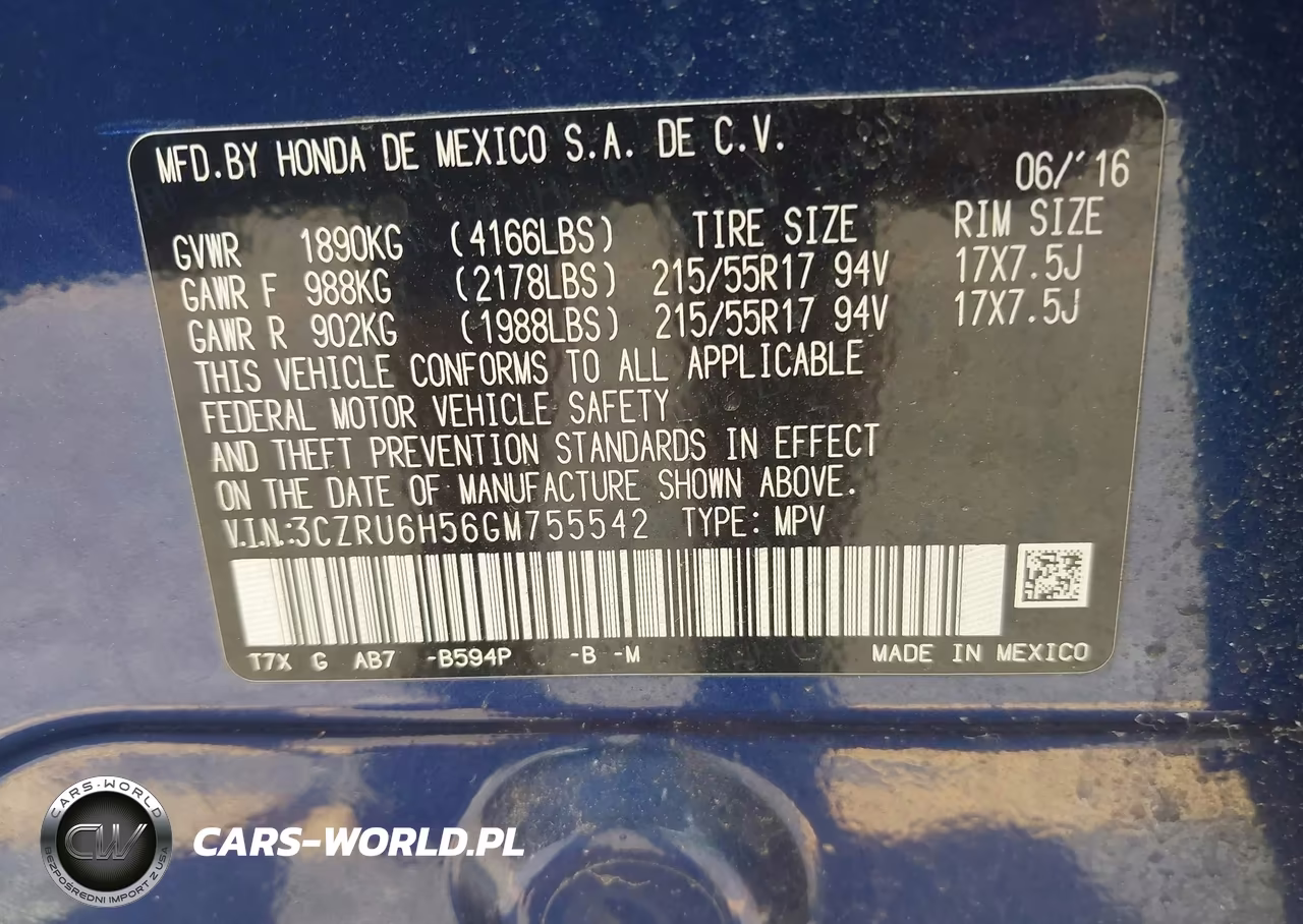 2016 Honda Hr-V Ex VIN:3CZRU6H56GM755542 - 9