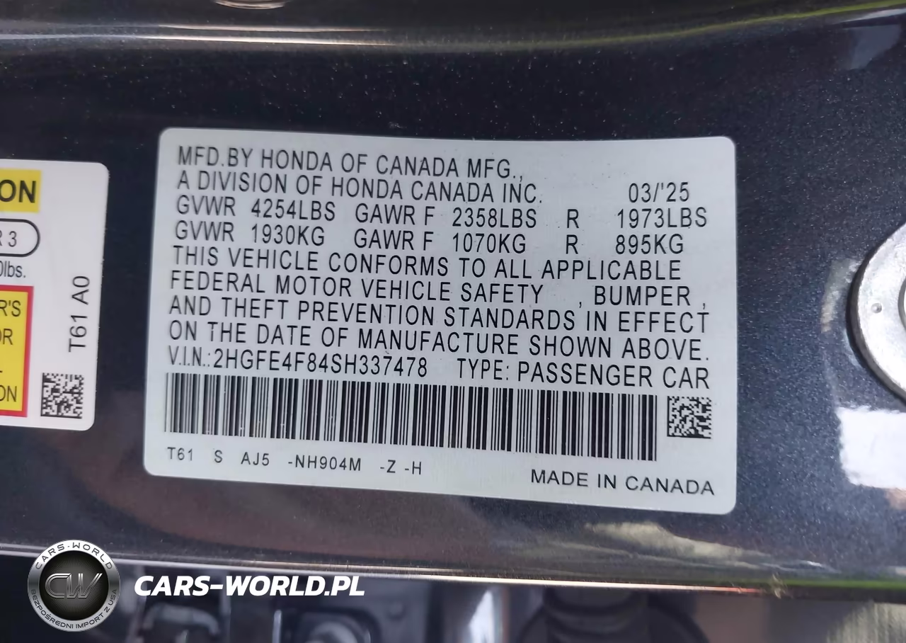 2025 Honda Civic Hybrid Sport-Sport Touring VIN:2HGFE4F84SH337478 - 9