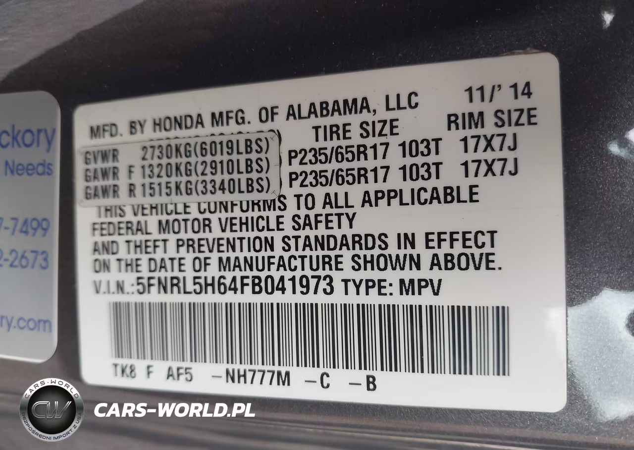 2015 Honda Odyssey Ex-L VIN:5FNRL5H64FB041973 - 9