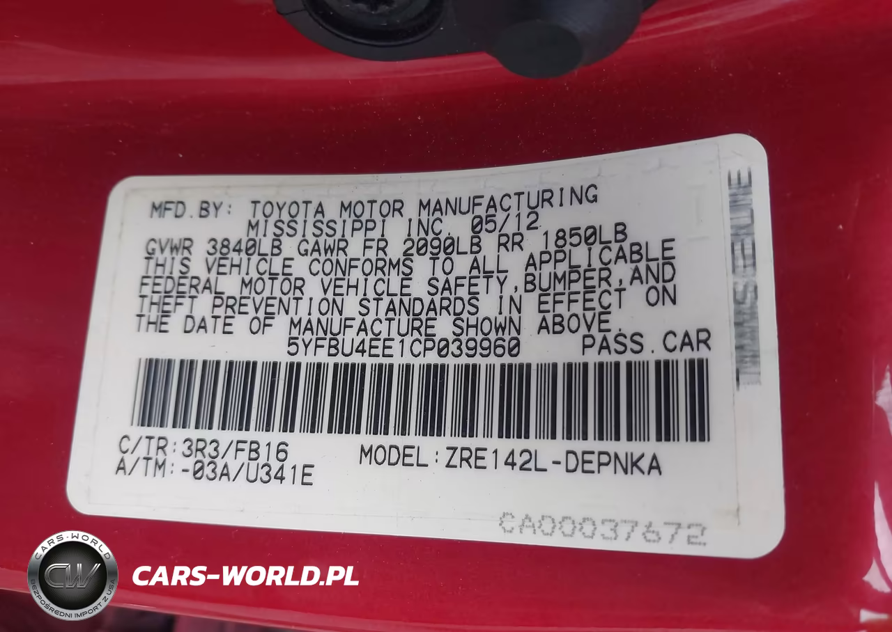 2012 Toyota Corolla Le VIN:5YFBU4EE1CP039960 - 9