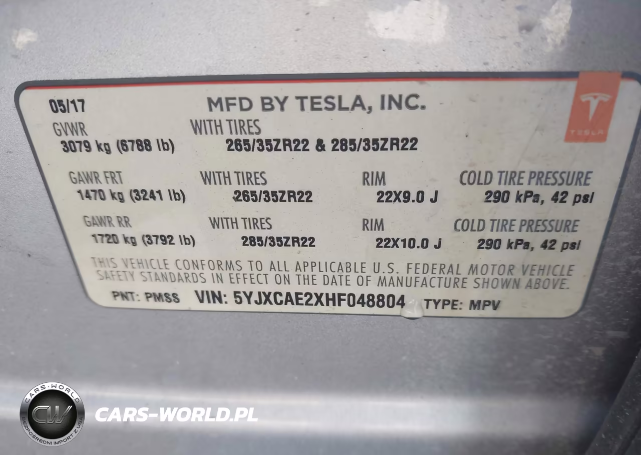 2017 Tesla Model X 100D-75D-90D VIN:5YJXCAE2XHF048804 - 9