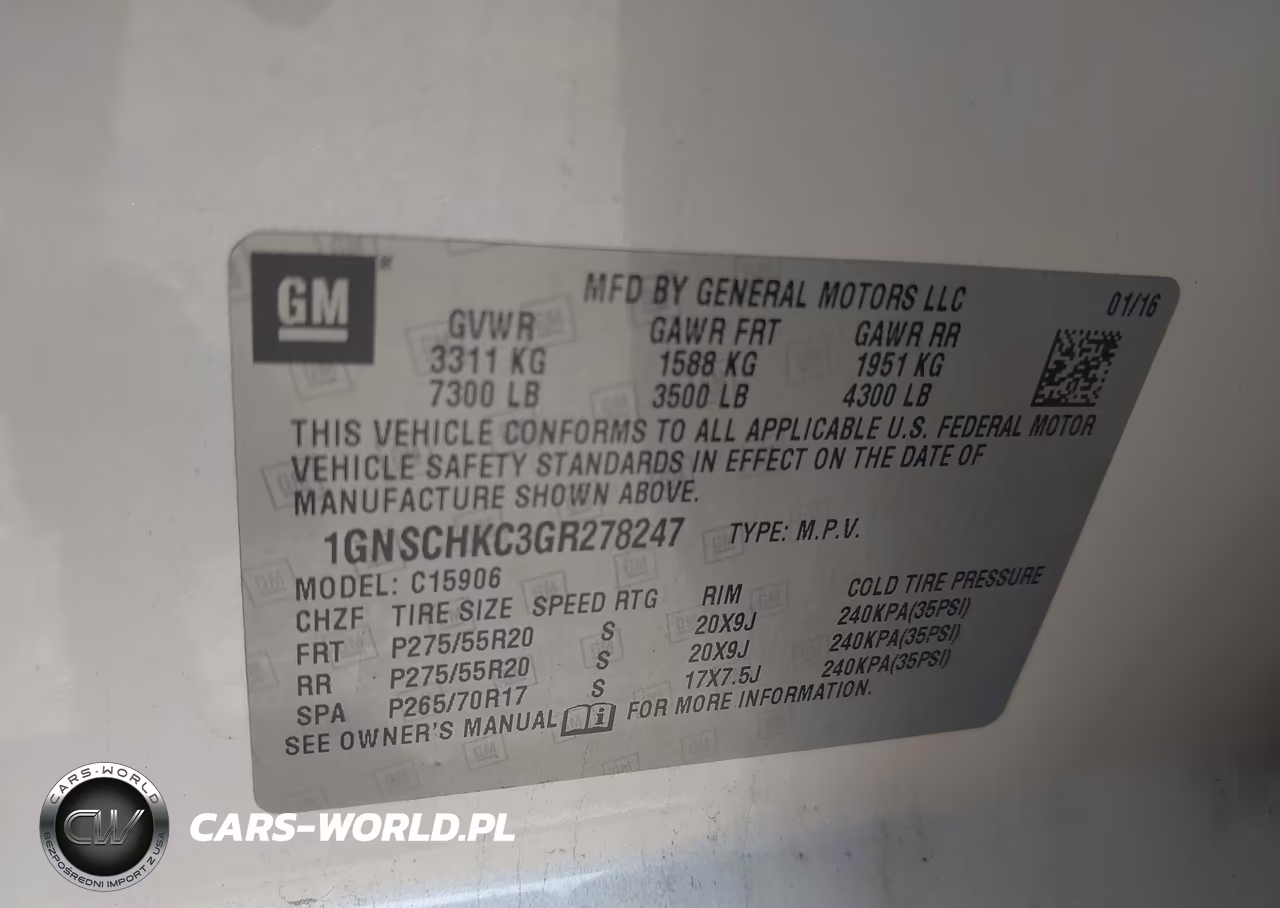 2016 Chevrolet Suburban Lt VIN:1GNSCHKC3GR278247 - 9
