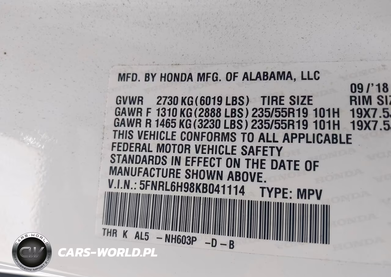 2019 Honda Odyssey Elite VIN:5FNRL6H98KB041114 - 9
