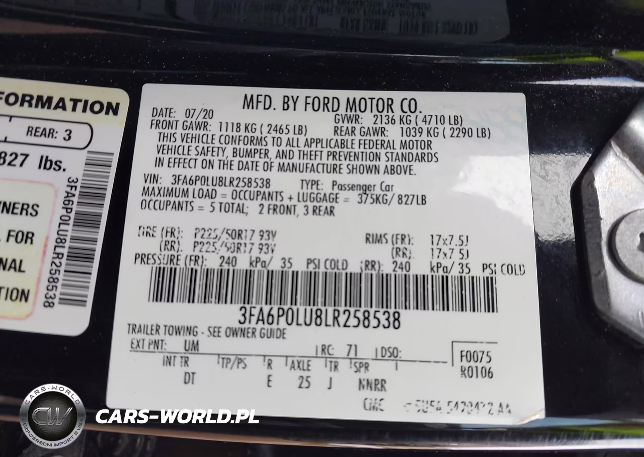 2020 Ford Fusion Hybrid Se VIN:3FA6P0LU8LR258538 - 9
