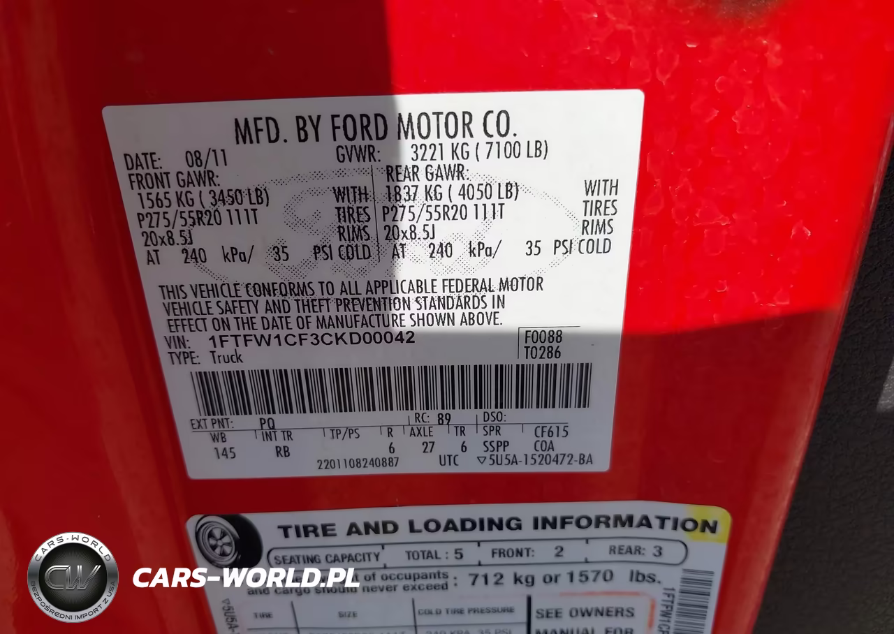 2012 Ford F-150 Fx2 VIN:1FTFW1CF3CKD00042 - 9