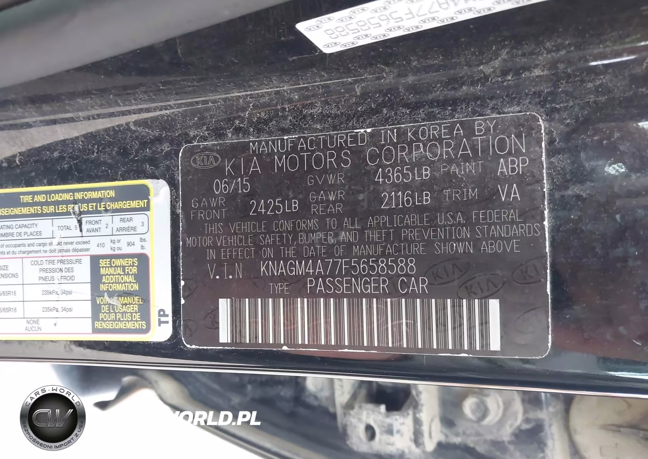 2015 Kia Optima Lx VIN:KNAGM4A77F5658588 - 9