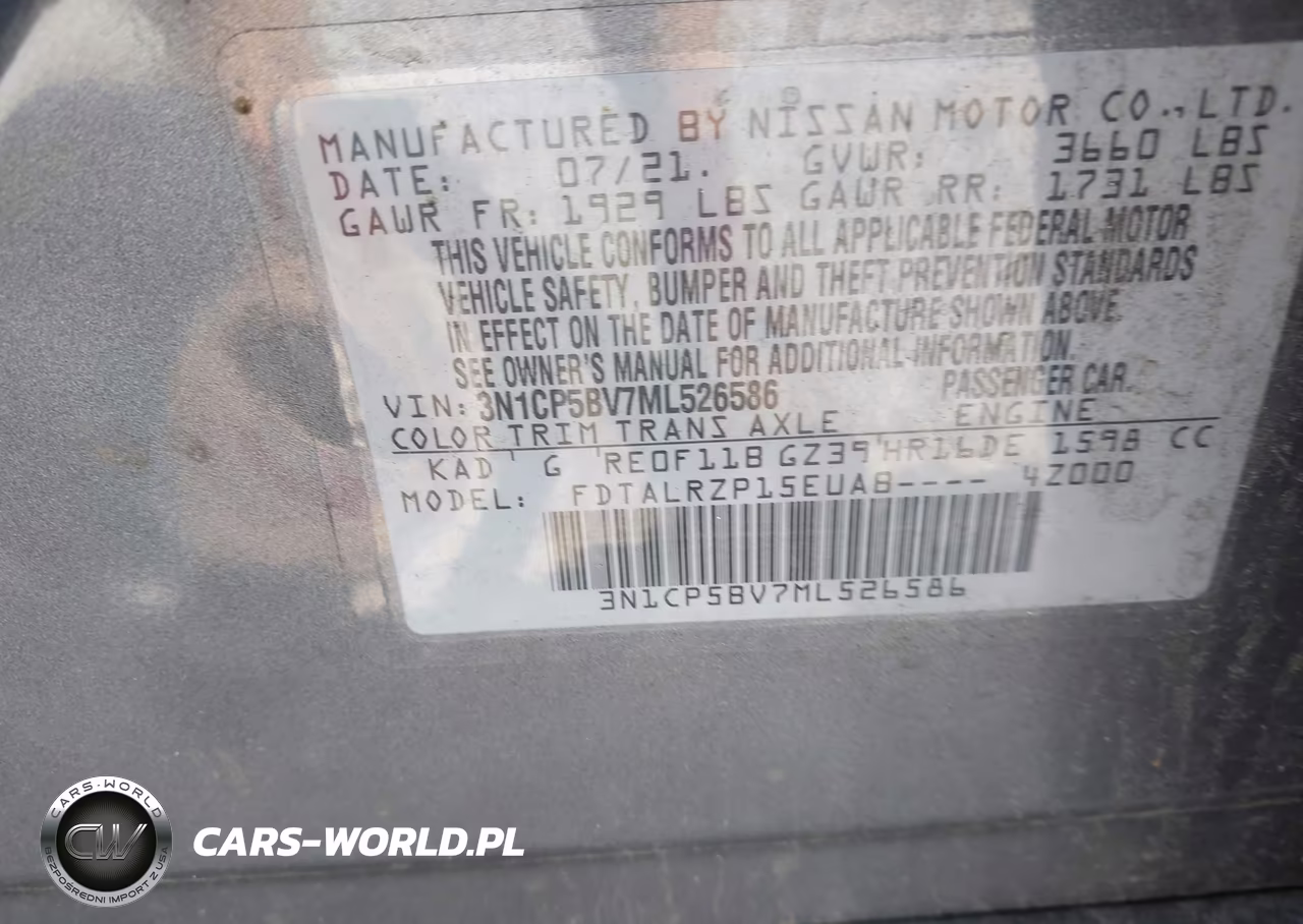 2021 Nissan Kicks S Xtronic Cvt VIN:3N1CP5BV7ML526586 - 9
